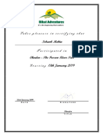 Chadar Trek Completion Certificate