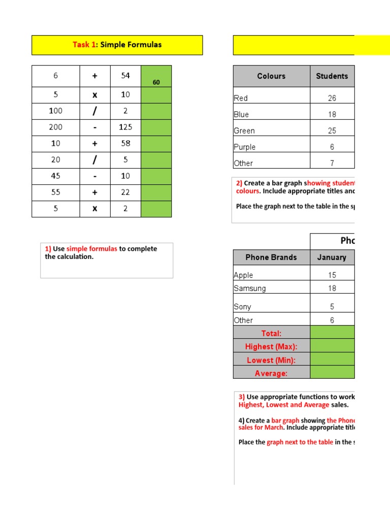 Year 7 Spreadsheet Exercises Guide | PDF | Htc | Apple Inc.