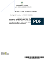 Juzgado Federal de Tucuman 1: Secretaría A La Dra. Marta Llapur - Jefa Departamento Legales) .Al