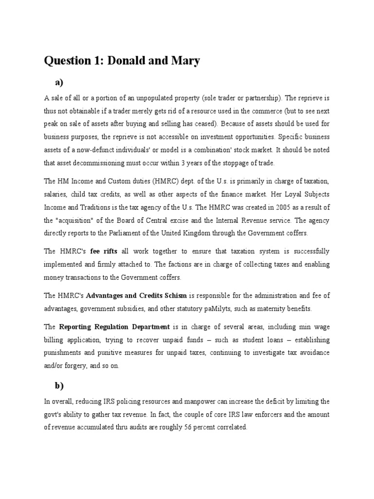An Analysis of Tax Policies and Procedures of the HMRC as Related to