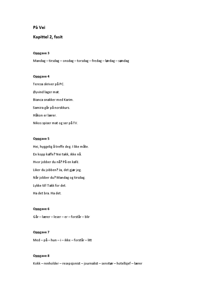 Fasit Kap 2 Pa Vei | PDF