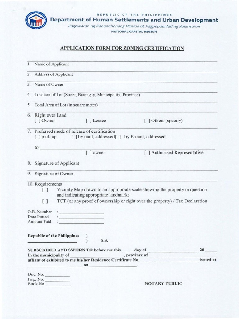 Zoning Certification DHSUD PDF