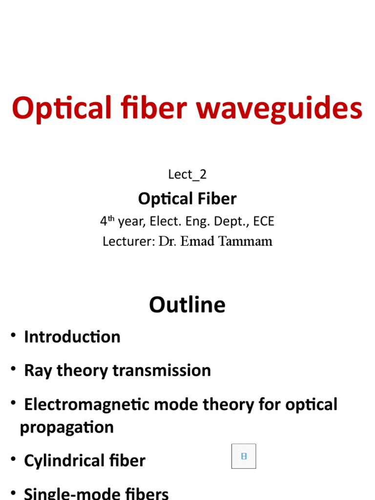 Optical Fiber Waveguides An Overview of Ray Theory Transmission, Fiber Structure, Losses, and