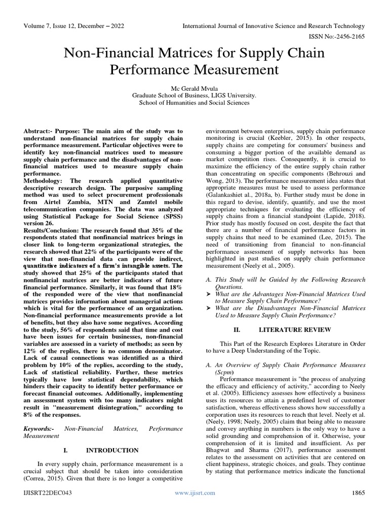 Non-Financial Metrics in Supply Chain Performance | PDF | Performance ...