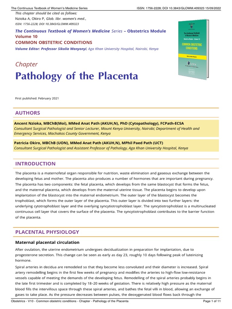 Pathology and Physiology of the Placenta | PDF | Placenta | Human ...