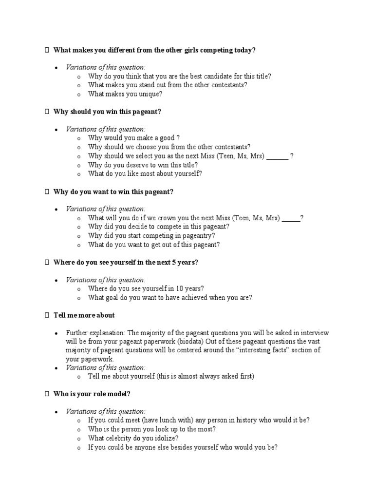 Pageant Interview Prep Guide | PDF | Lifestyle