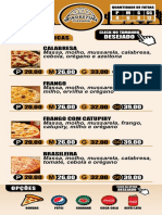 Pizzaria - Cardápio com opções de pizzas, petiscos e combos