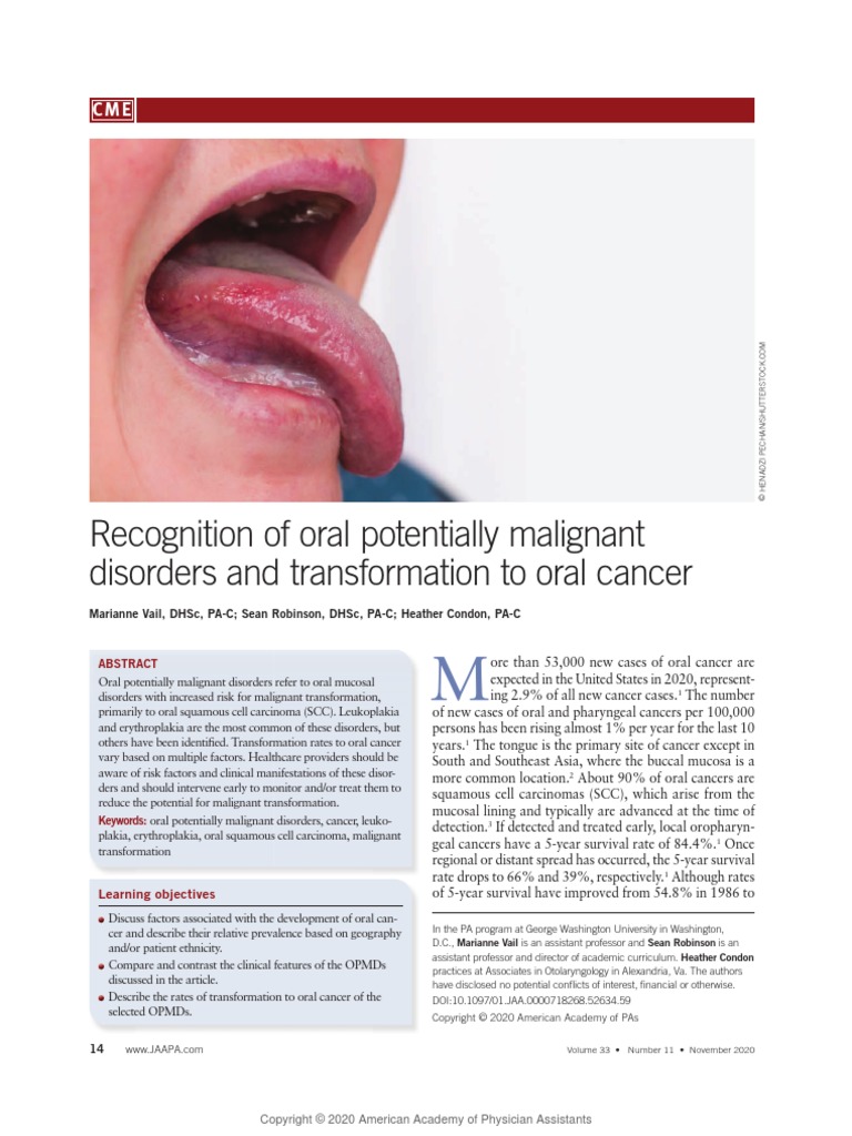 Recognition of Oral Potentially Malignant.3 | PDF | Cancer | Medical ...