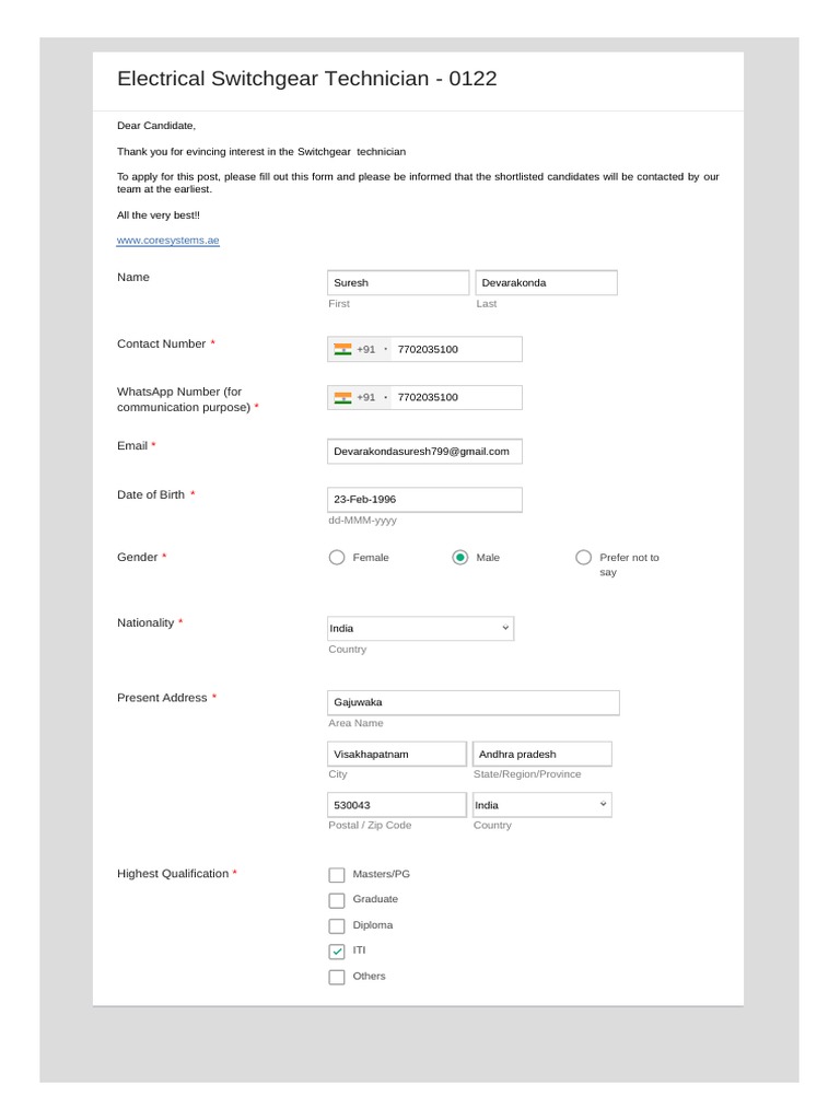 Electrical Switchgear Technician 0122 PDF