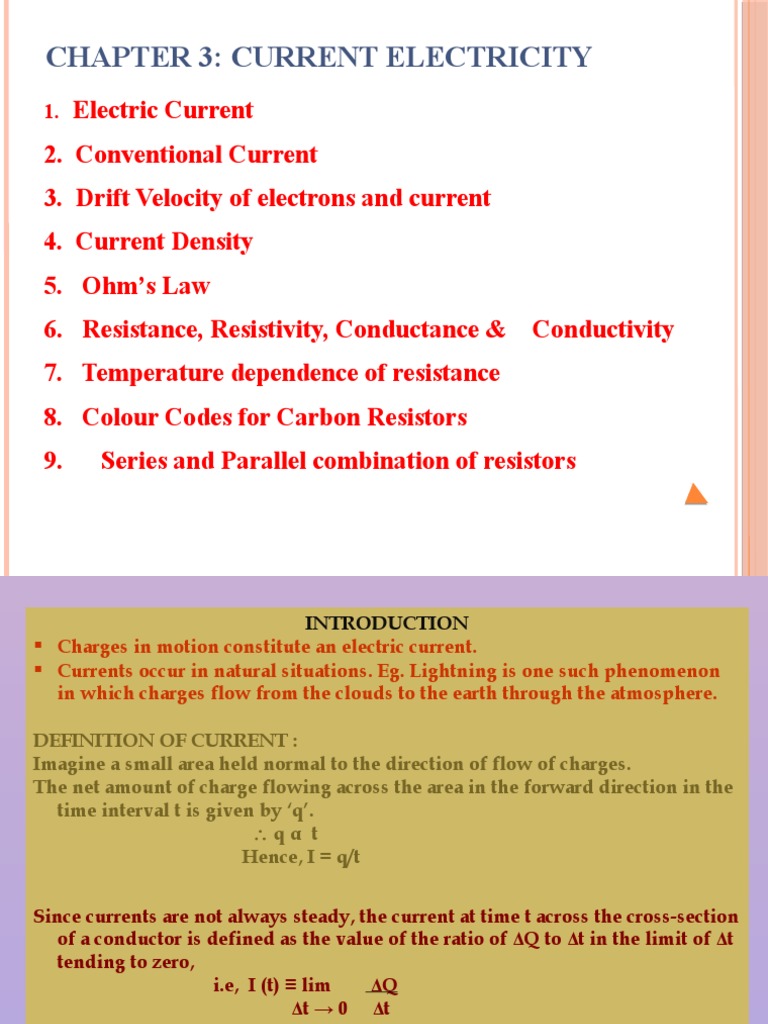 Current Electricity CH3 Part 1 PDF Electric Current Electrical
