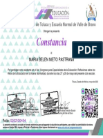 Constancia: Escuela Normal No. 1 de Toluca y Escuela Normal de Valle de Bravo