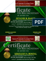 Cert. For Honorols