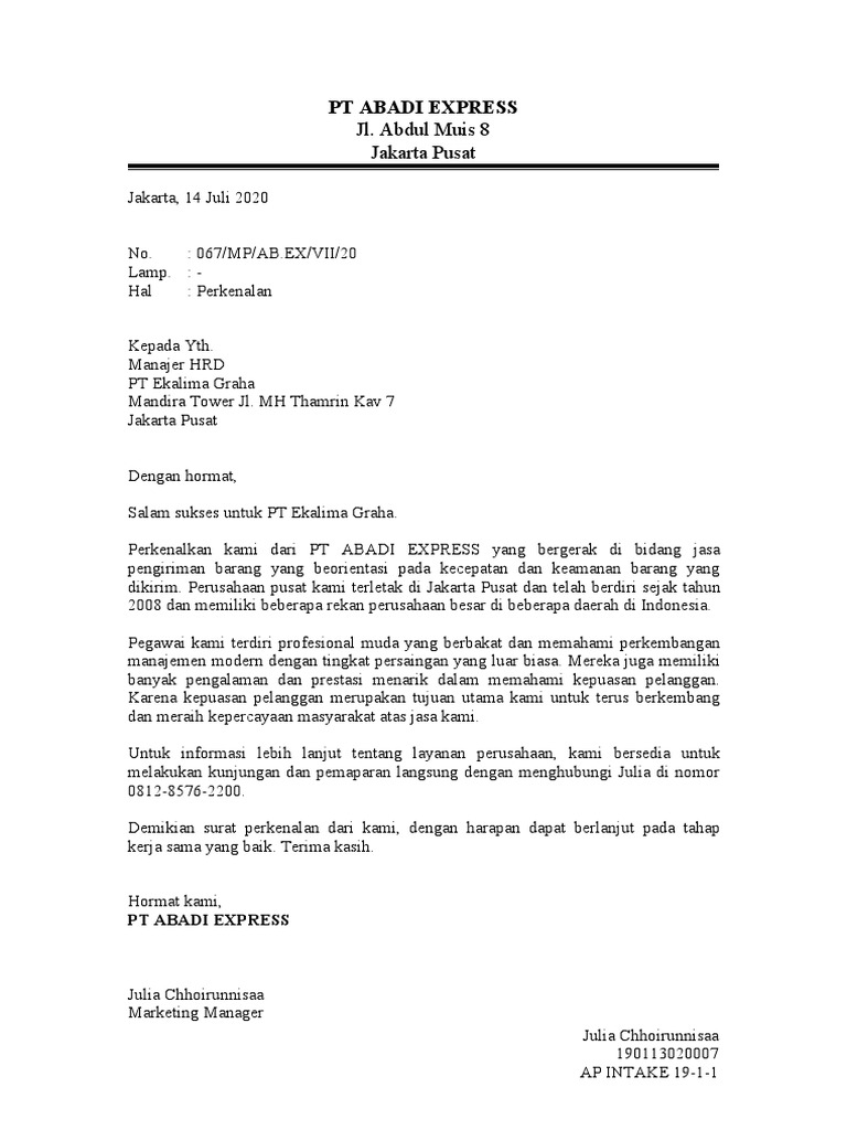 Surat Perkenalan Dan Penolakan | PDF