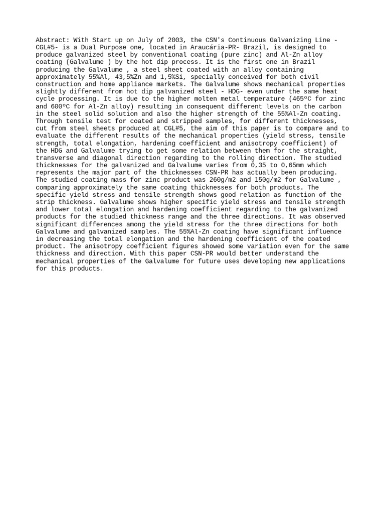 Comparing the Mechanical Properties of HotDipped Galvanized Steel and