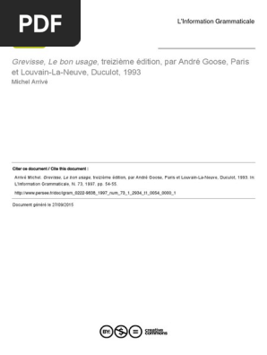 Grevisse, Le Bon Usage, Treizième Édition, Par André Goose, Paris