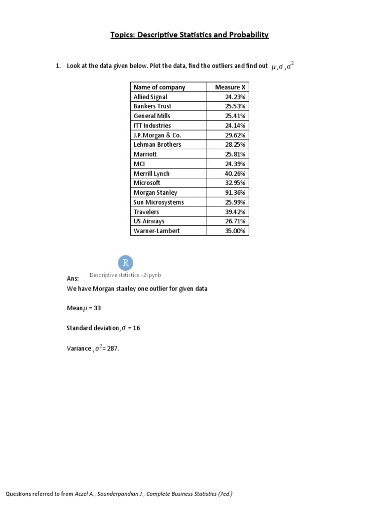 Set+1 Descriptive+Statistics+Probability+ | Descargar gratis PDF ...