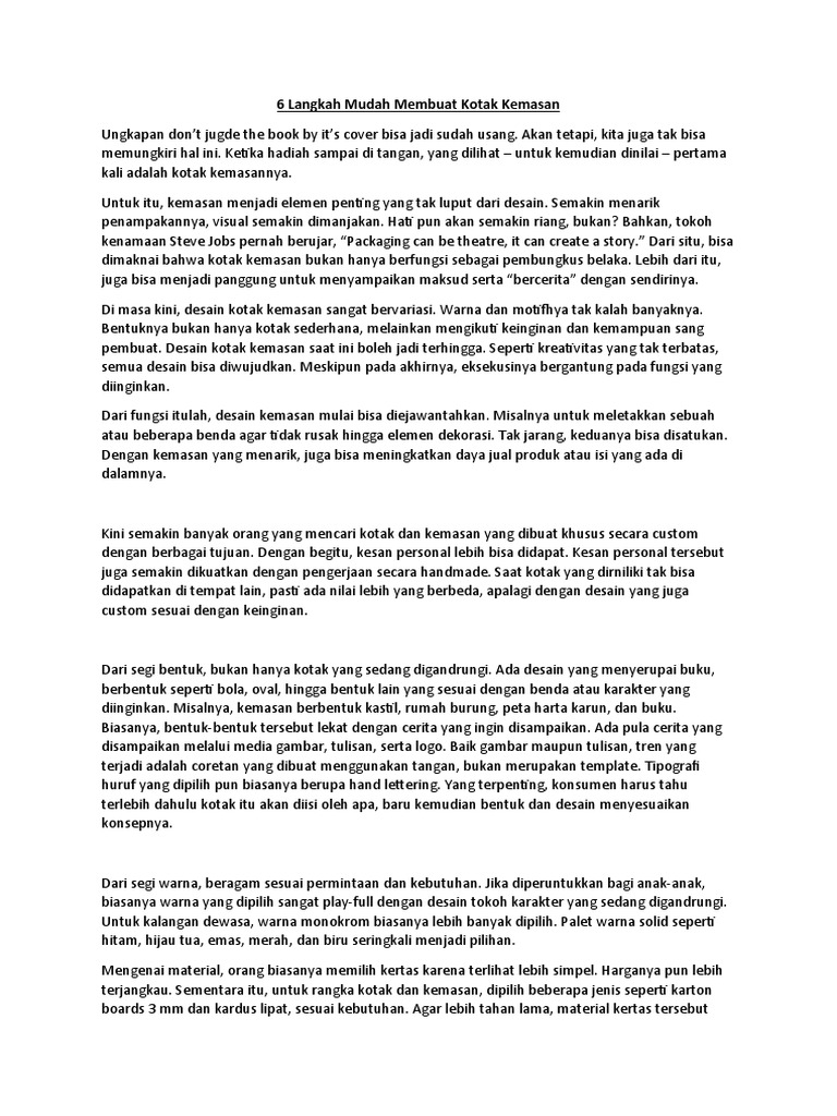 Langkah Membuat Kotak Kemasan | PDF