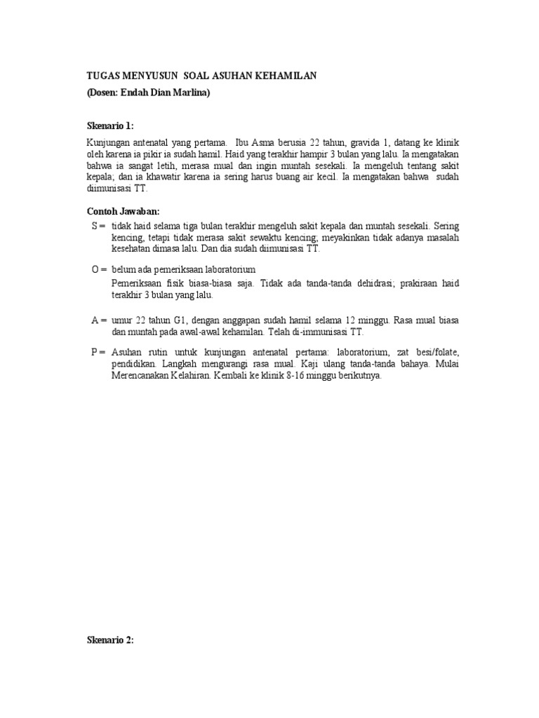 Contoh Catatan Soap Antenatal Pdf