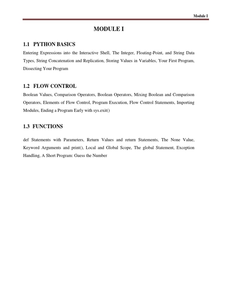 Python - Module I | PDF | Control Flow | Boolean Data Type