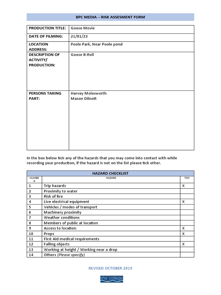 Risk Assesment - Park | PDF | Risk Assessment | Risk