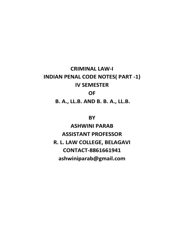Ipc Notes IV Semester B. A.,ll.b and B.b.a., LL.B | PDF | Pardon ...