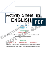 Activity Sheet In: English 6