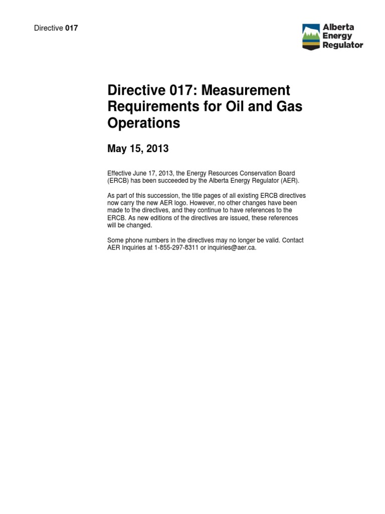 Directive 017 PDF Natural Gas Calibration