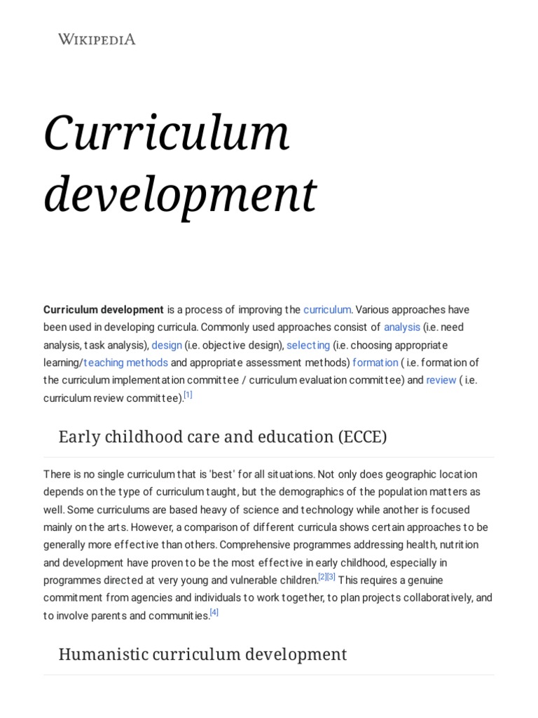 Curriculum Development Wikipedia PDF Curriculum Pedagogy