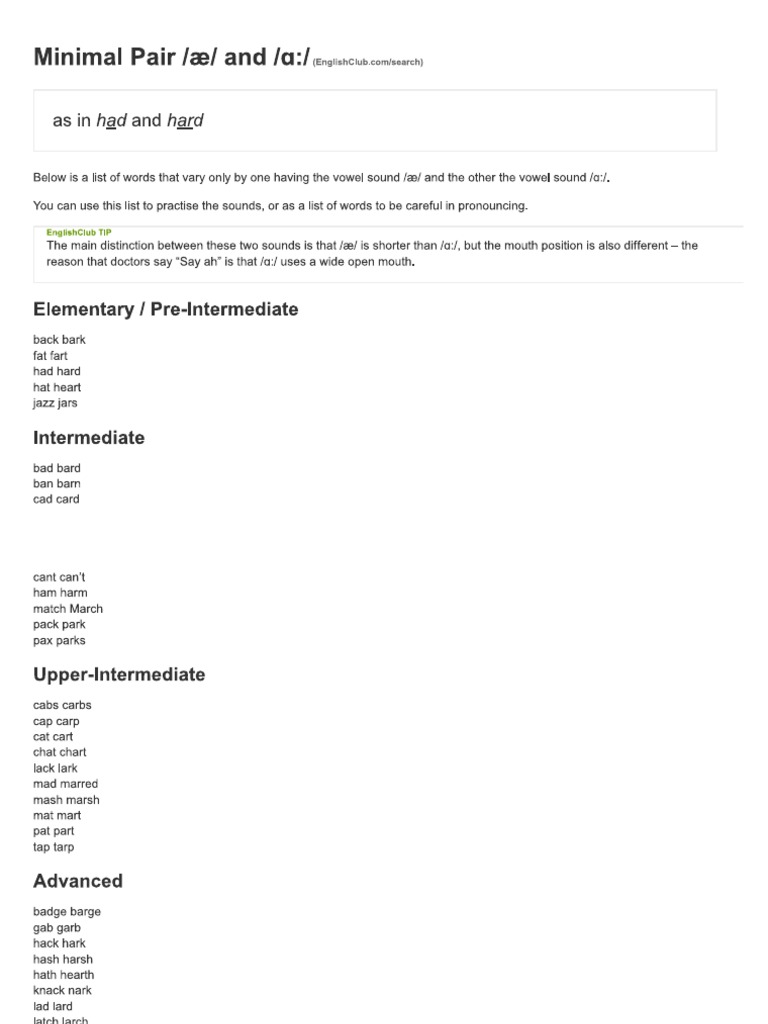 Minimal Pair ã And é Pdf