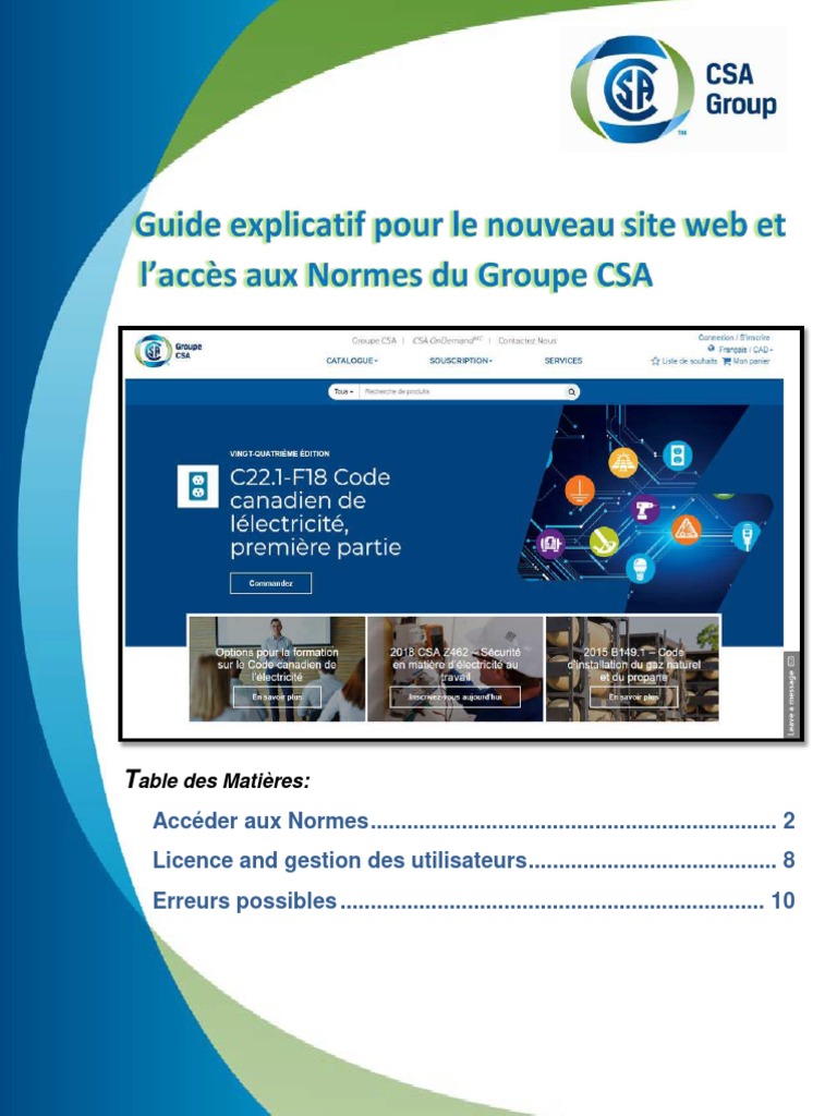 Accès et gestion des normes CSA | PDF | Internet | Internet et Web