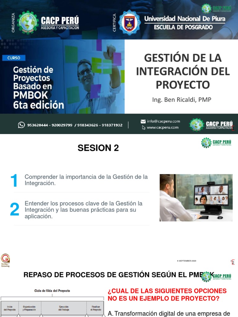 Clase 2 - Gestion de La Integracion Del Proyecto - Ver2 | PDF | Calidad ...
