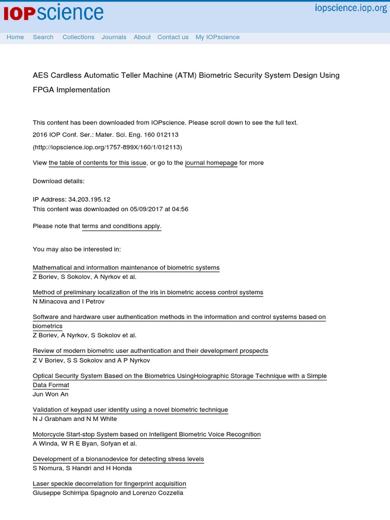 AES Cardless Automatic Teller Machine AT | PDF | Automated Teller ...