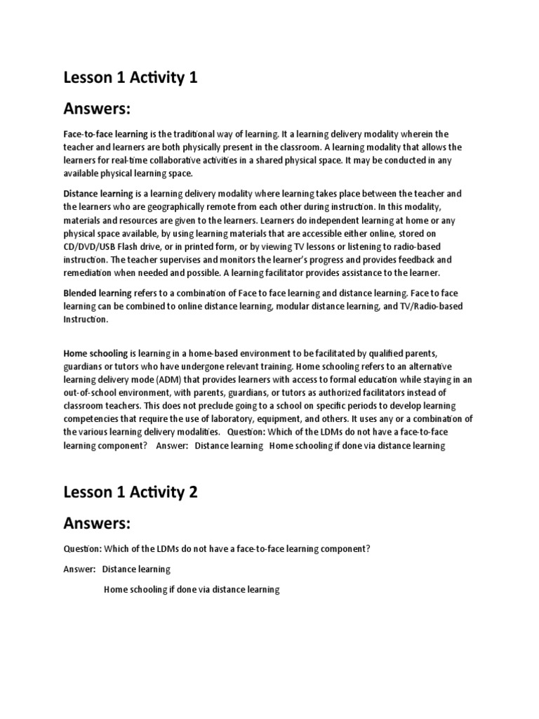 Module 3A Lesson 1 | PDF | Distance Education | Learning