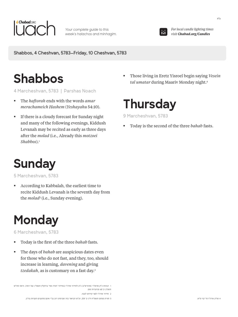 Shabbos 4 Cheshvan 5783 Friday 10 Cheshvan 5783 Pdf