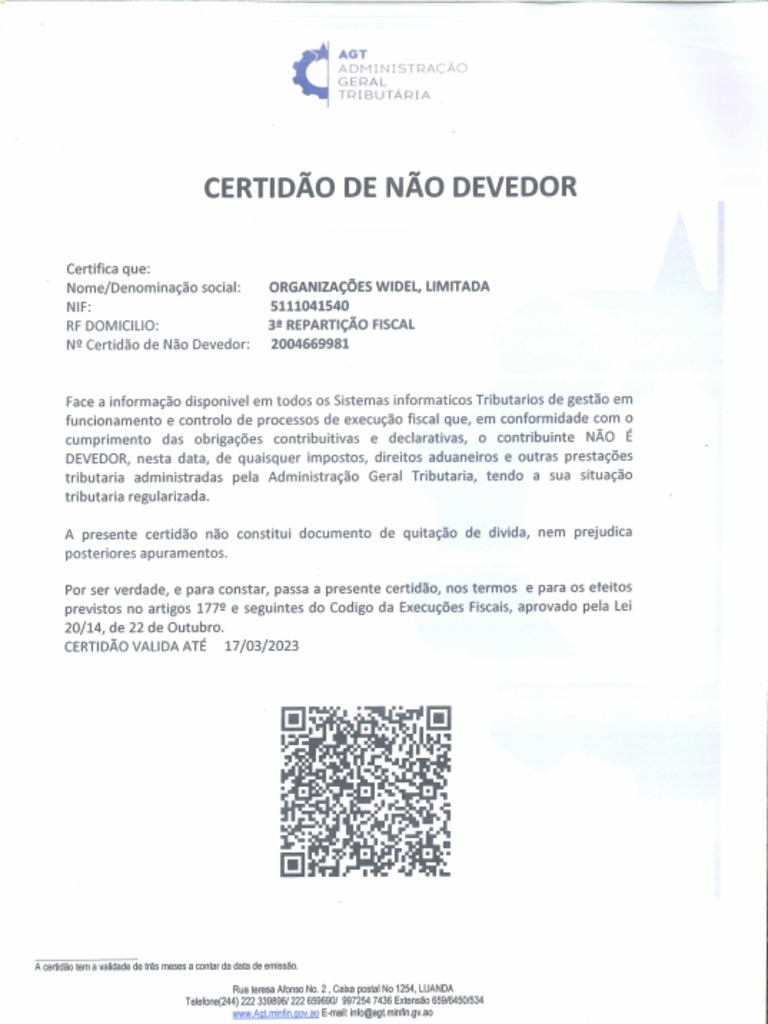 Certidão de Não Devedor | PDF