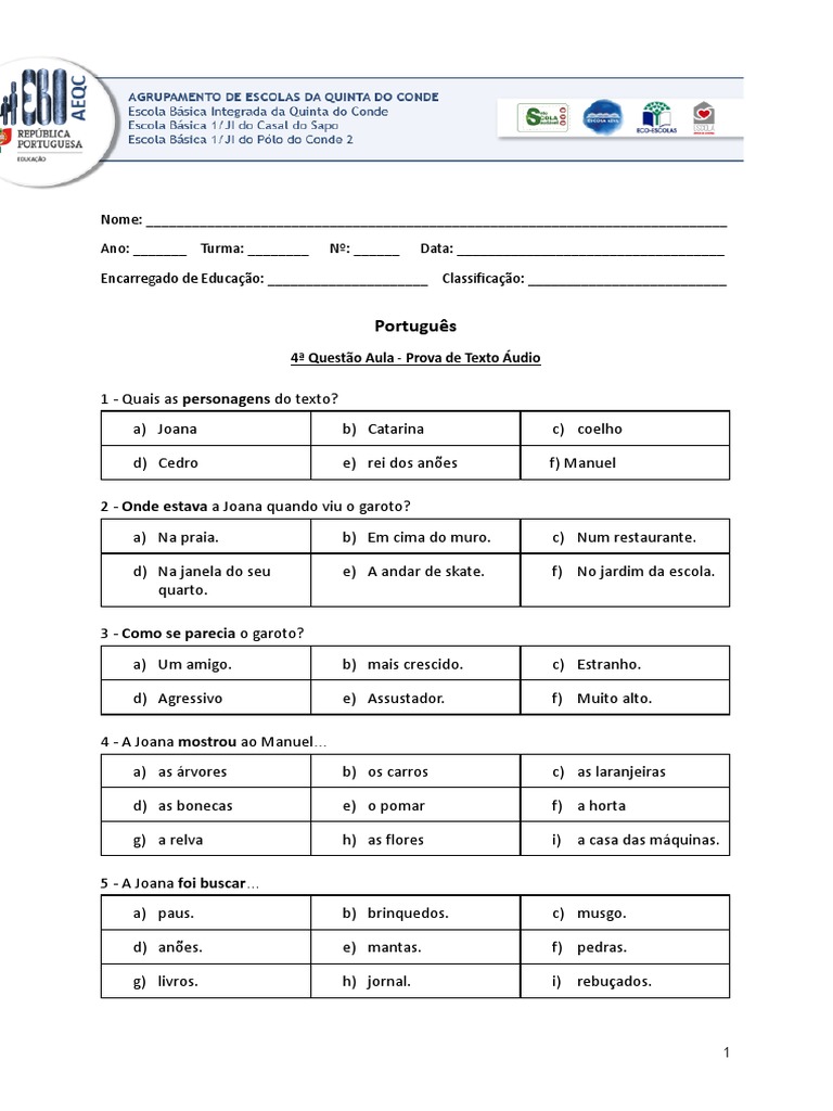 4 Questão Aula Português | PDF | Linguística
