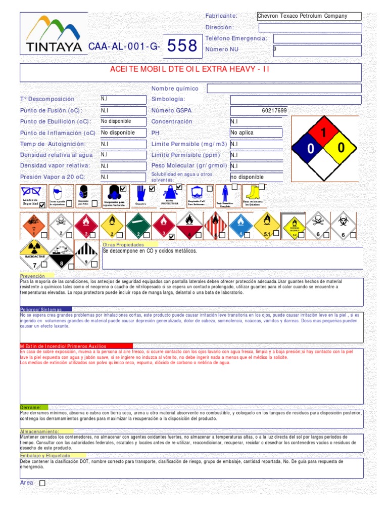 Aceite Mobil Dte Oil Extra Heavy Ii PDF Agua Dióxido de carbono