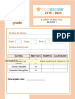 Examen Trimestral Tercer Grado BLOQUE1 2019-2020