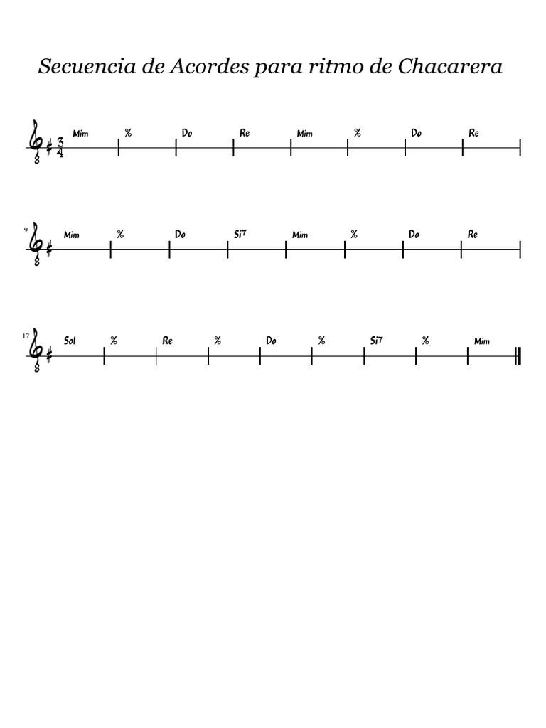 Secuencia de Acordes para Ritmo de Chacarera | PDF