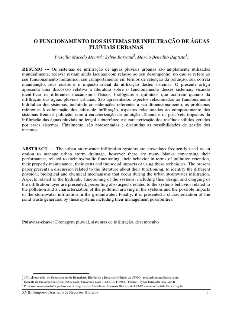 Infiltra o de guas pluviais pdf gua polui o do ar