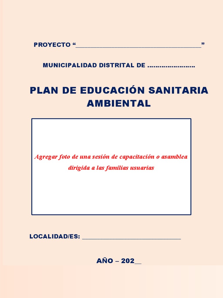 Plan de Educación Sanitaria Ambiental | PDF | Saneamiento | Agua