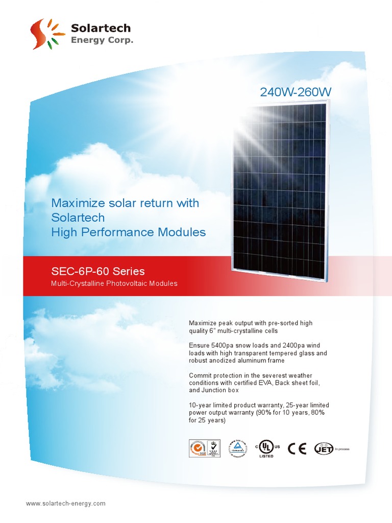 SEC-6P-60 Series Solar Modules Overview | PDF | Photovoltaics ...