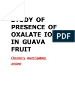 Presence of Oxalate Ions in Guava Fruit at Different Stages of Ripening