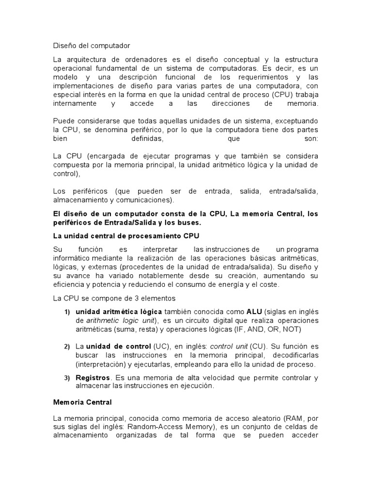 Diseño y Estructura del Computador | PDF | Unidad Central de ...