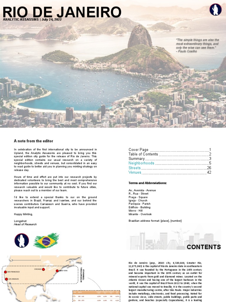Rio de Janeiro - City Research - July 242022 | PDF | Rio De Janeiro