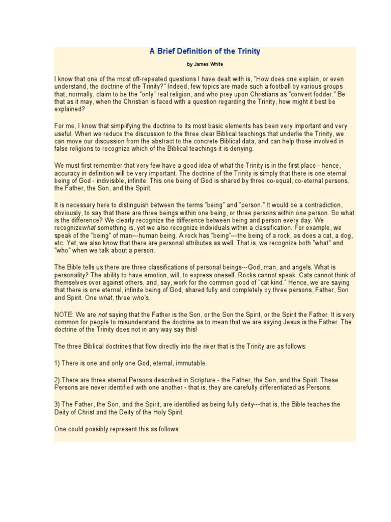 A Brief Definition of The Trinity James White PDF God The Father