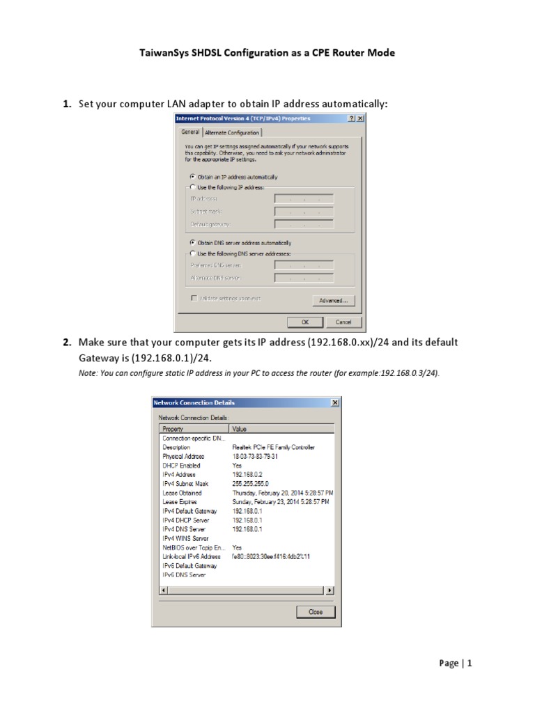 SHDSL CPE Router Configuration Guide | PDF | Ip Address | Router ...