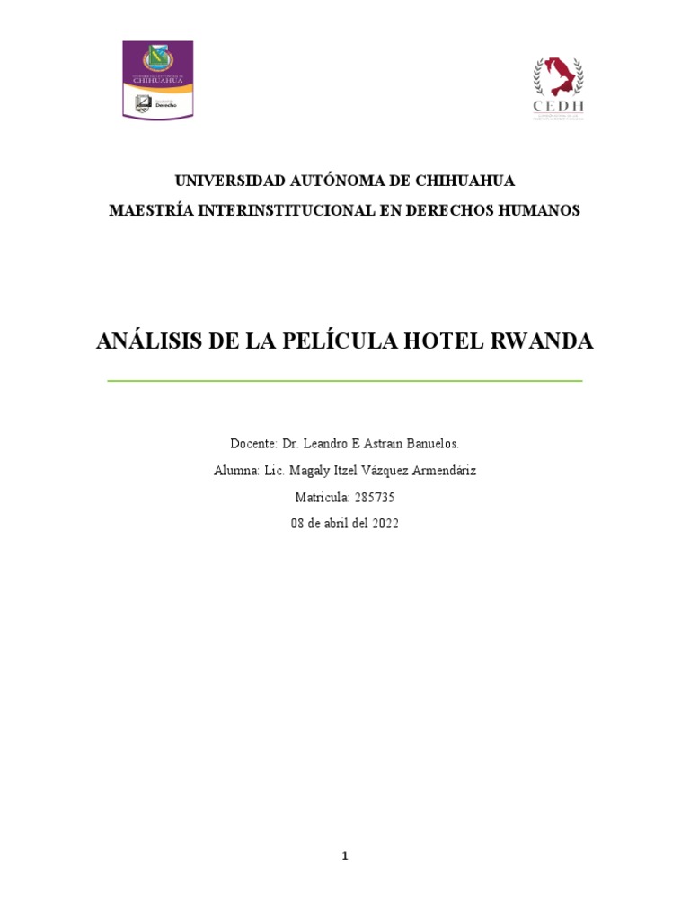 Análisis de Hotel Rwanda y Derechos Humanos | PDF | Ruanda | Tutsi