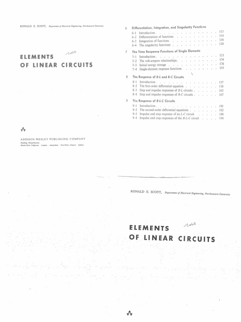Elements of Linear Circuits, R E Scott, 1965, 2 RLC | PDF
