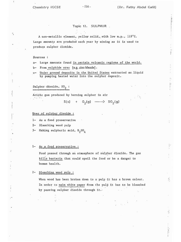 Sulphur Notes | PDF
